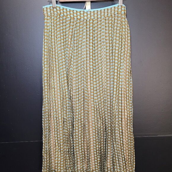 NWT FENDI Gonna Fan Karligraphy Pleated Skirt Sz 44 US 8 100% Silk - Picture 1 of 14